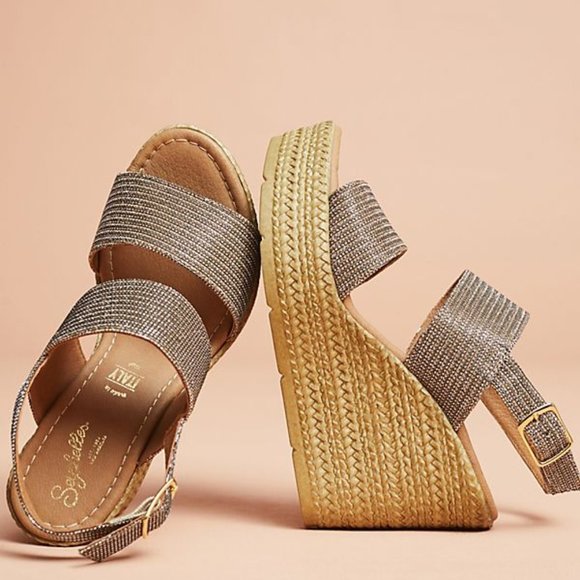 Seychelles Shoes - Seychelles Gold Wedge Sandals Anthropologie 7.5
